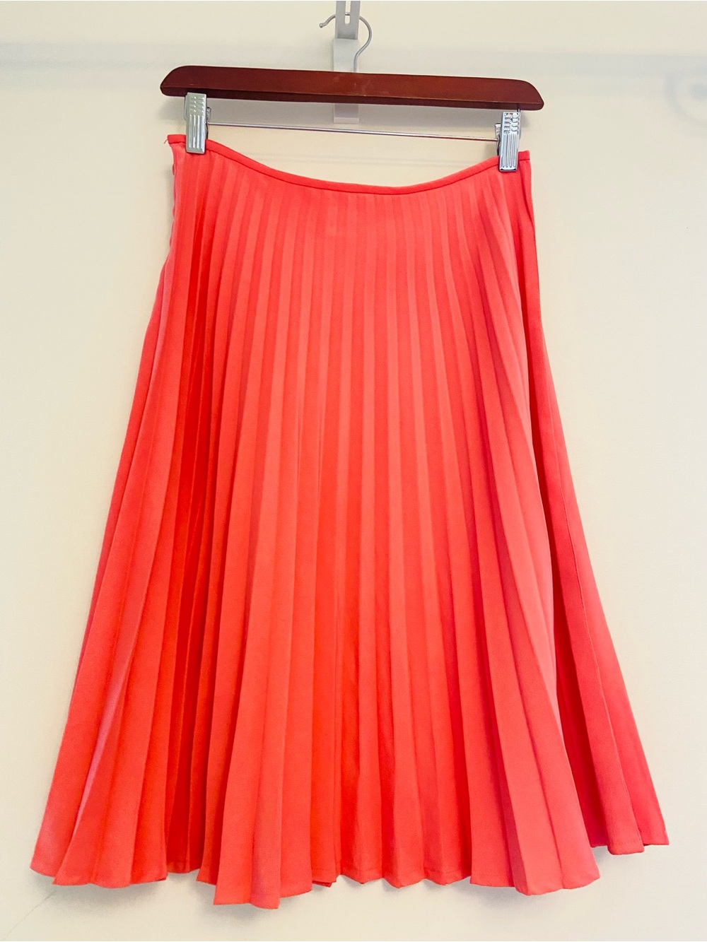 Pleated Circle Skirt in Coral